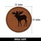 Moose Solid Round Iron-On Engraved Faux Leather Patch Applique - 2.5"